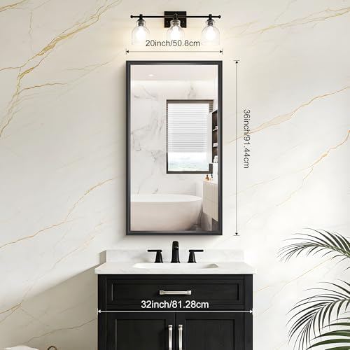 Bathroom Mirror, 20 x 36 inch Brushed Black Rectangle Mirror, 0.6" Thickened - Image 2