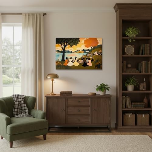 Black People Canvas Wall Art Joyful Outdoor Gathering Poster 16x24IN Framed - Image 5