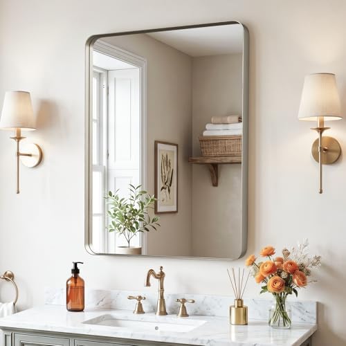 32"x24"Bathroom Vanity Mirror for Wall Aluminum Framed Farmhouse Rectangle by Kosmonia