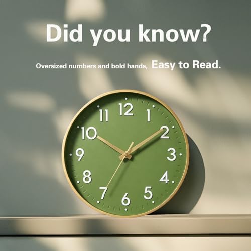 Mosewa 14 Inch Wall Clock Battery Operated Silent Non Ticking Analog - Image 5