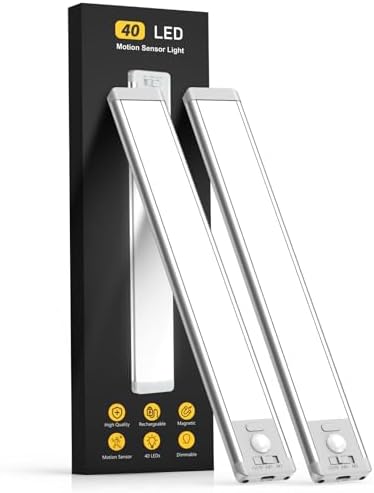 MCGOR 10inch Under Cabinet Lighting, 2 Pack Rechargeable Motion Sensor Light by MCGOR