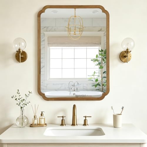 HOMECOOKIN Wood Bathroom Mirror by HOMECOOKIN