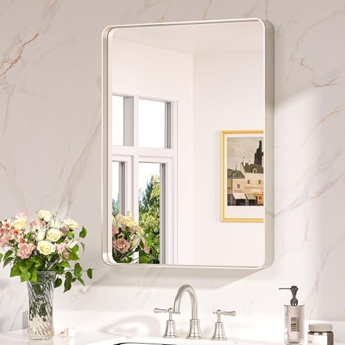 Keonjinn 22 x 30 Inch Brushed Nickel Bathroom Mirrors by Keonjinn