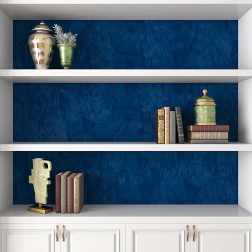 Decotalk 2ft x16ft Dark Blue Velvet Wallpaper Felt Fabric Wallpaper Self - Image 3