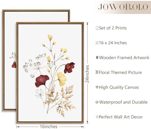 Watercolor Botanical Wall Art Prints Burgundy and Yellow Flower Pictures Wall - Image 2