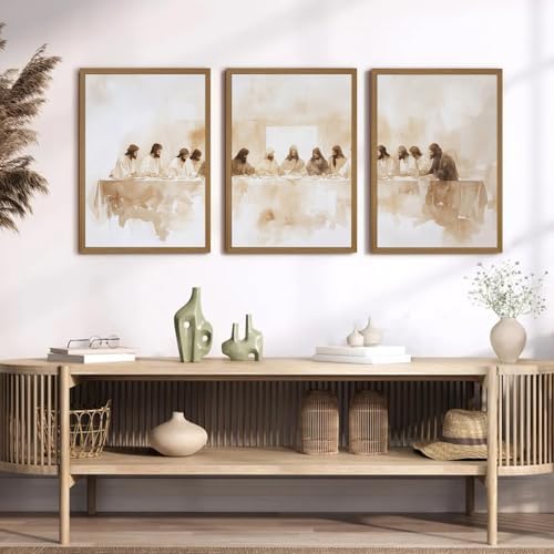 Jesus Wall Art Set of 3 Last Supper Wall Decor Christian Canvas Wall Art - Image 4