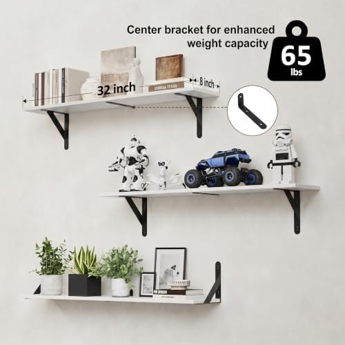WOPITUES Long Wall Shelves 32″W x 8″D, Floating Book Shelves Max Load 65lbs - Image 3