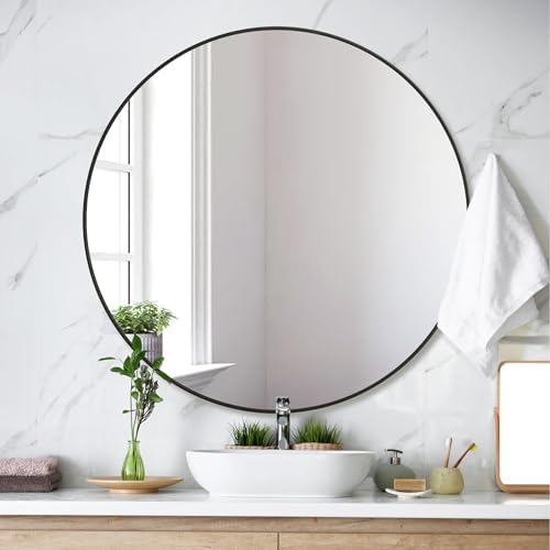 Black Round Mirror 30 Inch, Circle Bathroom Vanity Mirror - Image 3