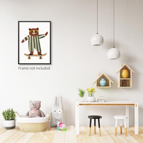 Cool Skateboarding Bear Wall Art Funny Cute Animal Canvas Poster Fashion - Image 5