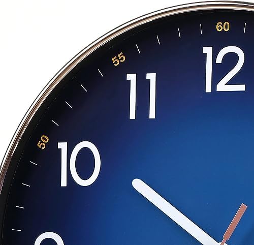 Navy Blue Wall Clock, Quality Quartz Silent Non-Ticking Battery Operated - Image 2