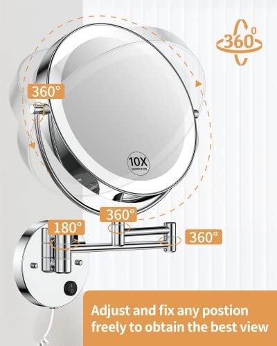 Gospire 9” Wall Mounted Lighted 1X/10X Magnifying Mirror - Image 6