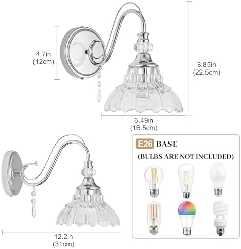 1 Piece Brushed Chrome Finish Wall Sconce, 1-Light Modern Wall Sconce - Image 6