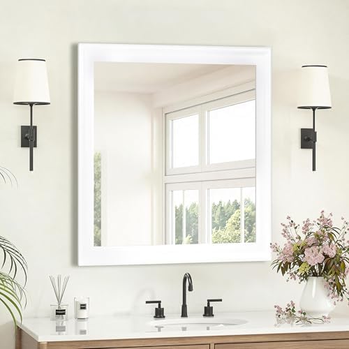 CULER White Wall Mirror for Bathroom, Rectangle 30 x 30 inch Vanity Mirrors - Image 4