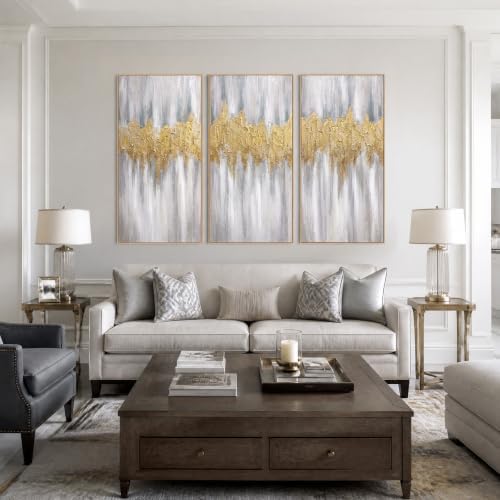 SAFERRYHOME Abstract Hand Painted Wall Art, Large 20"x40"x3 Framed by SAFERRYHOME