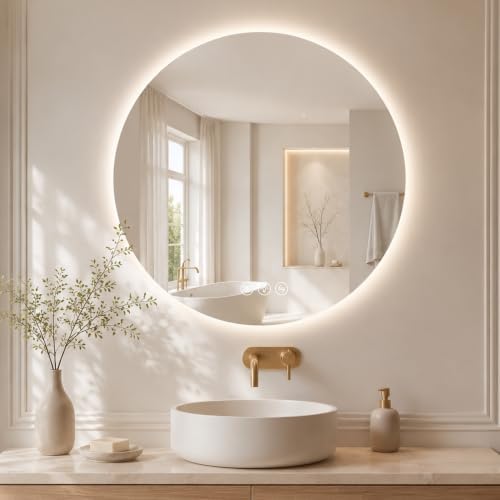 Saliwa Round LED Mirror for Bathroom by Unknown