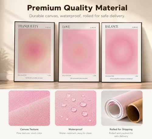 3Pcs Pink Aura Gradient Unframed Canvas Wall Art, Positive Aesthetic Decor - Image 4