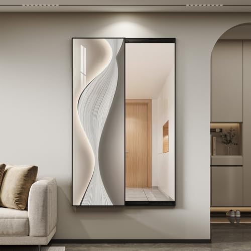 Framed Sliding Wall Mounted Full Length Mirror, Modern Full Body Mirror by Cuspin