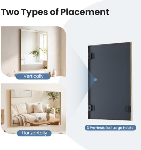 DUMOS 24"x36" Wall Mirror, Bathroom Mirrors - Image 6