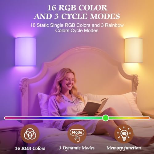 OCATO Wall Sconces Battery Operated Wireless Wall Sconces Set of Two - Image 4