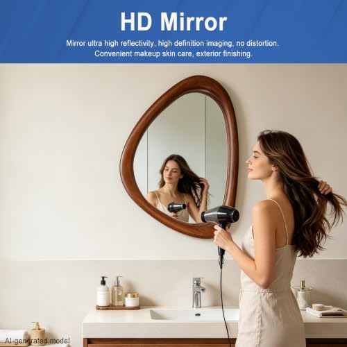 Irregular Wall Mirror, 30*20inch Asymmetrical Wood Mirrors, Entryway Mirror - Image 5