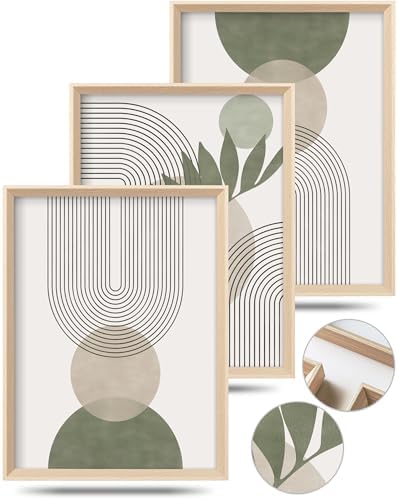 Boho Sage Green Framed Wall Art, Abstract Canvas Prints by HesenDot