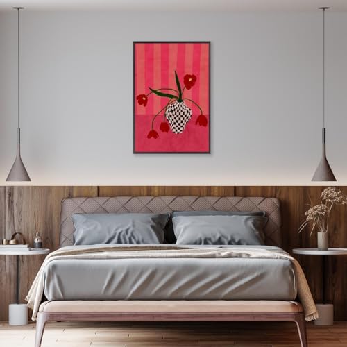Contemporary, Eclectic Canvas Wall Art Tulips In A Checkered Vase Prints Poster - Image 6