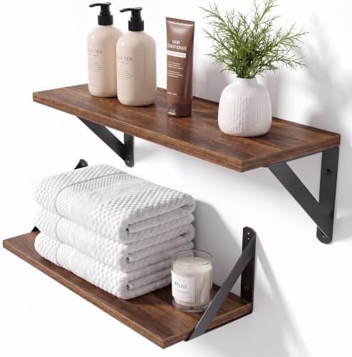 Walnut Shelves for Wall, 16 x 6 Set of 2 by Unknown