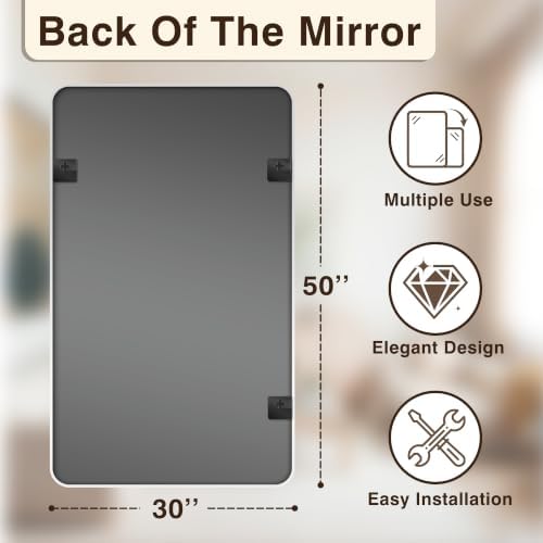 Vanity Bathroom Mirror, 50”x30” Silver Bathroom Mirror - Image 2