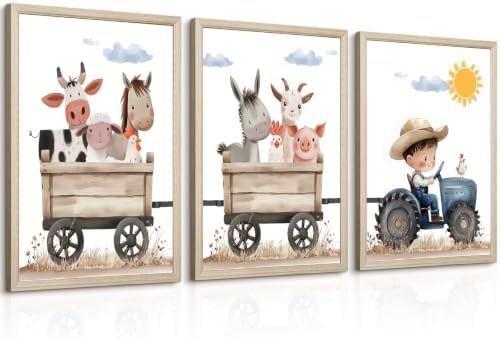 Farm Nursery Animal Wall Art Decor Baby Kids Room Poster Boy Tractor Prints by Unknown