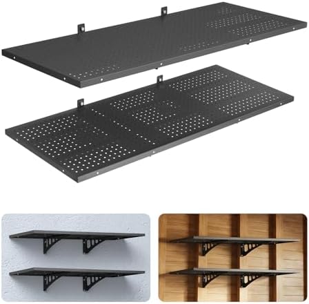 VEVOR 2-Tier Heavy Duty Wall Garage Shelving, 1.64 x 4 ft Steel Wall Mounted by VEVOR