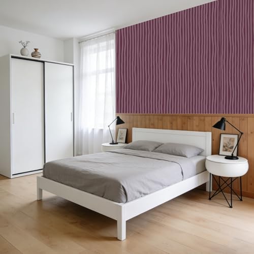 Wine Red Stripe Irregular Wallpaper Vintage Peel and Stick Wallpaper Wall Paper - Image 7