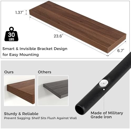 24" Wide x 6.5" Deep Floating Shelves - Image 2