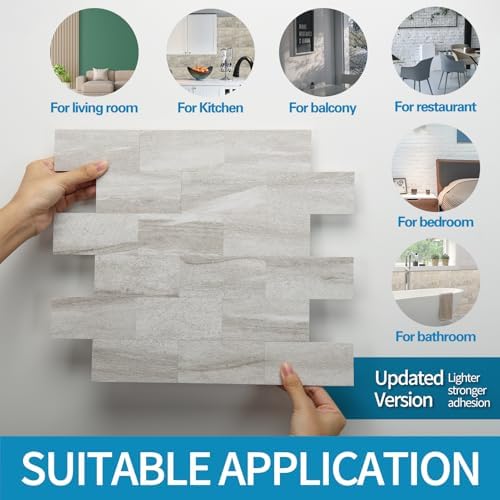 Art3d Peel and Stick Backsplash, Stick on Wall Tile, Biege Marble - Image 6