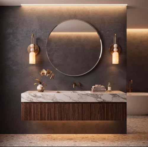 Alabaster Wall Sconce with Brass Finish - Image 4