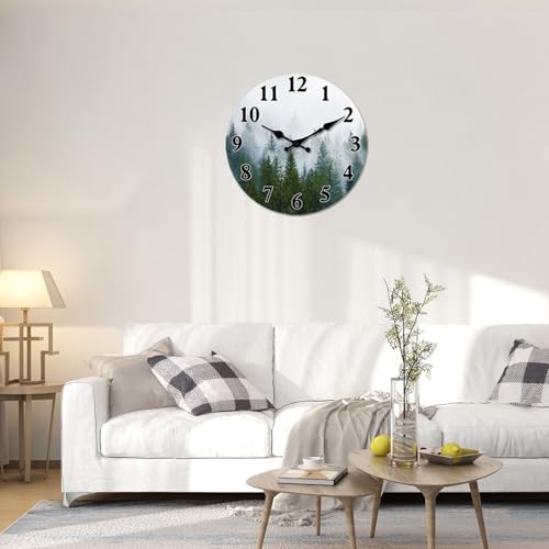 XFM Large Misty Forest Wall Clock 20 Inch Green Tree - Image 2