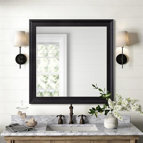 CULER Black Wall Mirror for Bathroom, Rectangle 30 x 30 inch Vanity Mirror - Image 2