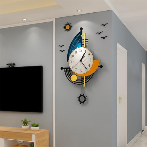 Modern Wall Clock Battery Operated 26 Inch Large Boat Design Pendulum Wall by YISILE