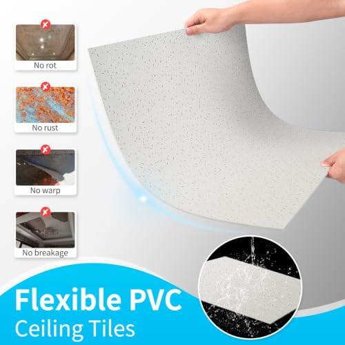 Art3d 2x2 Ft Printed Stucco Decorative Drop Ceiling Tiles - Image 4