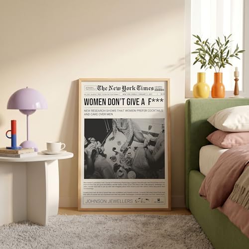 Vintage Black And White Wall Art 8x12in Wood Grain Frame Trendy Girly Newspaper - Image 6