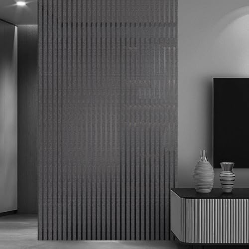 Black Metallic Peel and Stick Wallpaper Glossy Stripe Texture Wall Panels - Image 2
