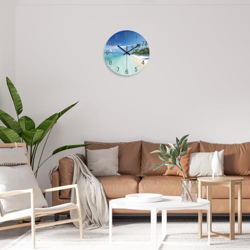 XFM Blue Beach Wall Clock 12 Inch Silent Non-Ticking - Image 3