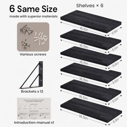 BAYKA Wall Mounted Black Floating Shelves - Image 3