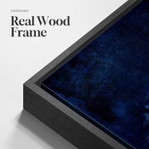 Large Framed Navy Blue Abstract Wall Art, 1 Piece Vertical 30x60 In - Image 5