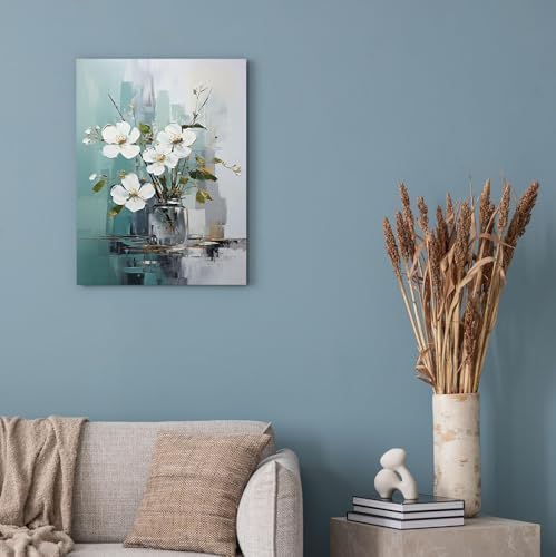 daktenn Floral Canvas Wall Art Green Bathroom Wall Art Pictures Wall Decor Home - Image 2
