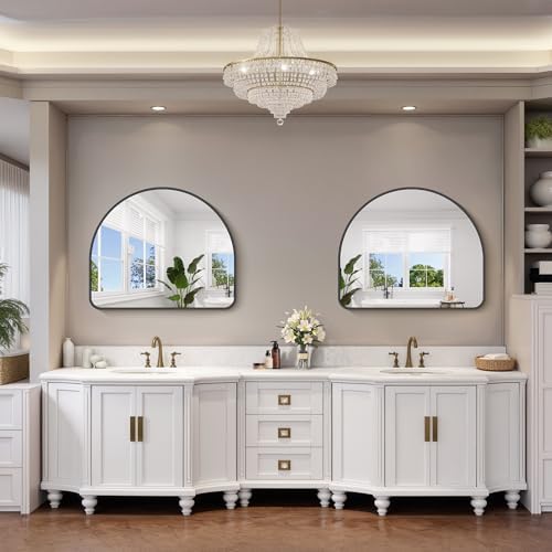 FORBATH Arched Bathroom Mirror 36x30 Inch, Hanging or Leaning Against Wall - Image 5