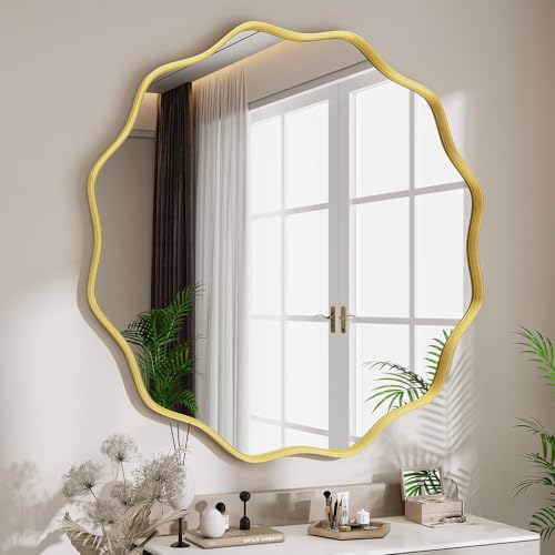 Round Wavy Mirror, 36 Inch Metal Frame Circle Mirror, Round Wall Mounted - Image 6