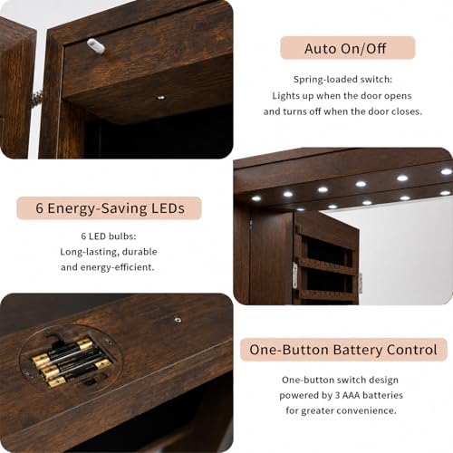 Over the Door Jewelry Organizer, Wall Mounted Jewelry Cabinet - Image 6