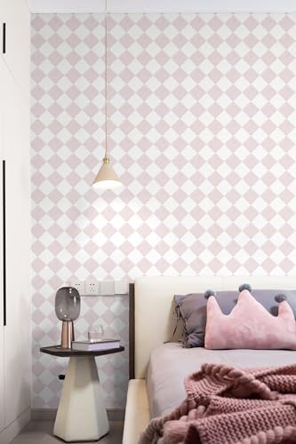 Safiyya Pink Wallpaper Geometric Checkered Peel and Stick Wallpaper Self - Image 5
