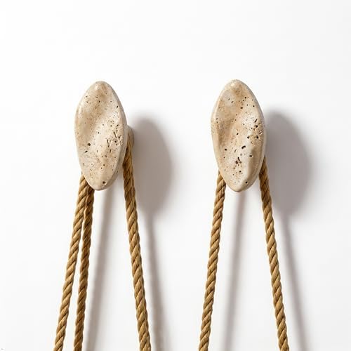 Resin Wall Hooks with Travertine Stone Look, 2 Pack by Unknown