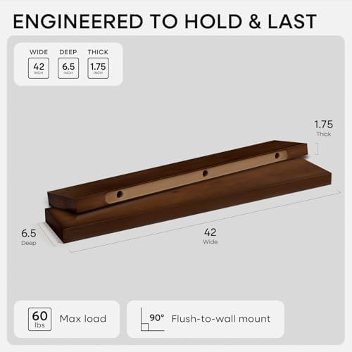 Homeforia 42 Inch Floating Shelves, High-End Solid Pine Wood - Image 2